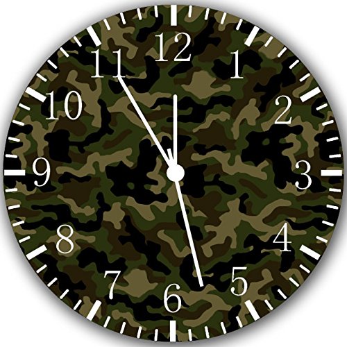 Military Camouflage Wall Clock Quite Silent Non-Ticking 10 Inches Frameless- Great Decor for Home or Office – Best Gift Ideas for Birthday or Holidays Y52