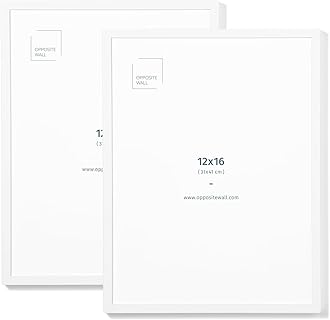 Opposite Wall - 12x16 in - White Solid Oak Wood Picture Frame - Lightweight, Versatile & Shatterproof - Wall Hanging Poster or Photo Frame - Wall Decor for Office, Gallery & Home - 2 Pack