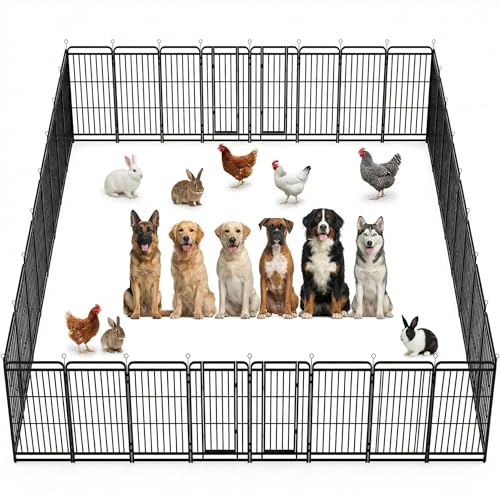 Image of Dog Fence Outdoor for Yard 32 Panels 47'' Rustproof Metal Dog Playpen