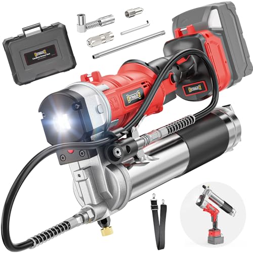 DIYtoolifz Cordless Grease Gun Compatible with Milwaukee 18V Battery, 12000PSI High-Pressure with 2-in-1 Rotating Handle, 39.4" Hose & 4 Couplers for Bulk & Cartridge Grease (Tool Only)