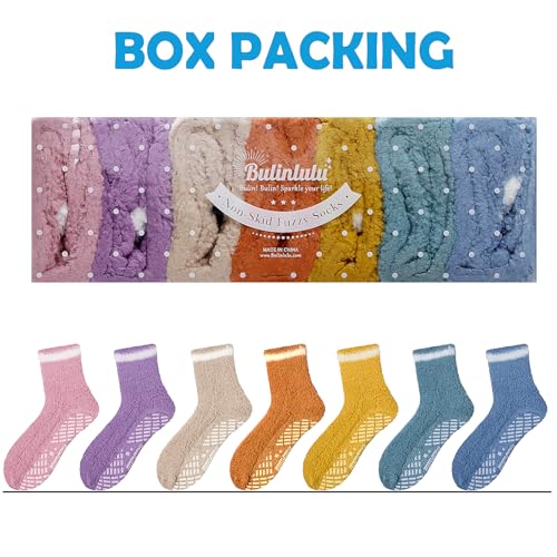 Image of Bulinlulu Fuzzy Socks for Women with Grips Plush Fuzzy Sleep Cozy Sleep Winter Soft Fluffy Socks(Moss green /Blue /Khaki /Brass /Purple /Orchid /Camel)