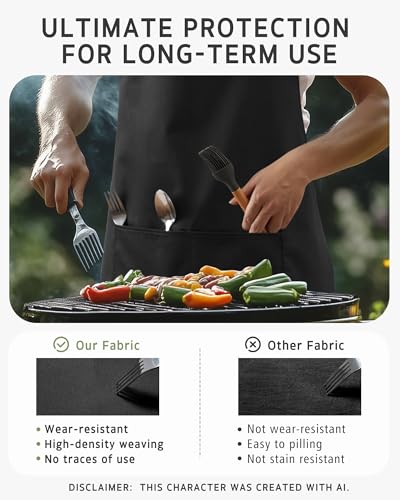 Image of Syntus Chef Apron for Men Women Kitchen Cooking Apron with Pockets, Adjustable Bib Aprons Stain Resistant