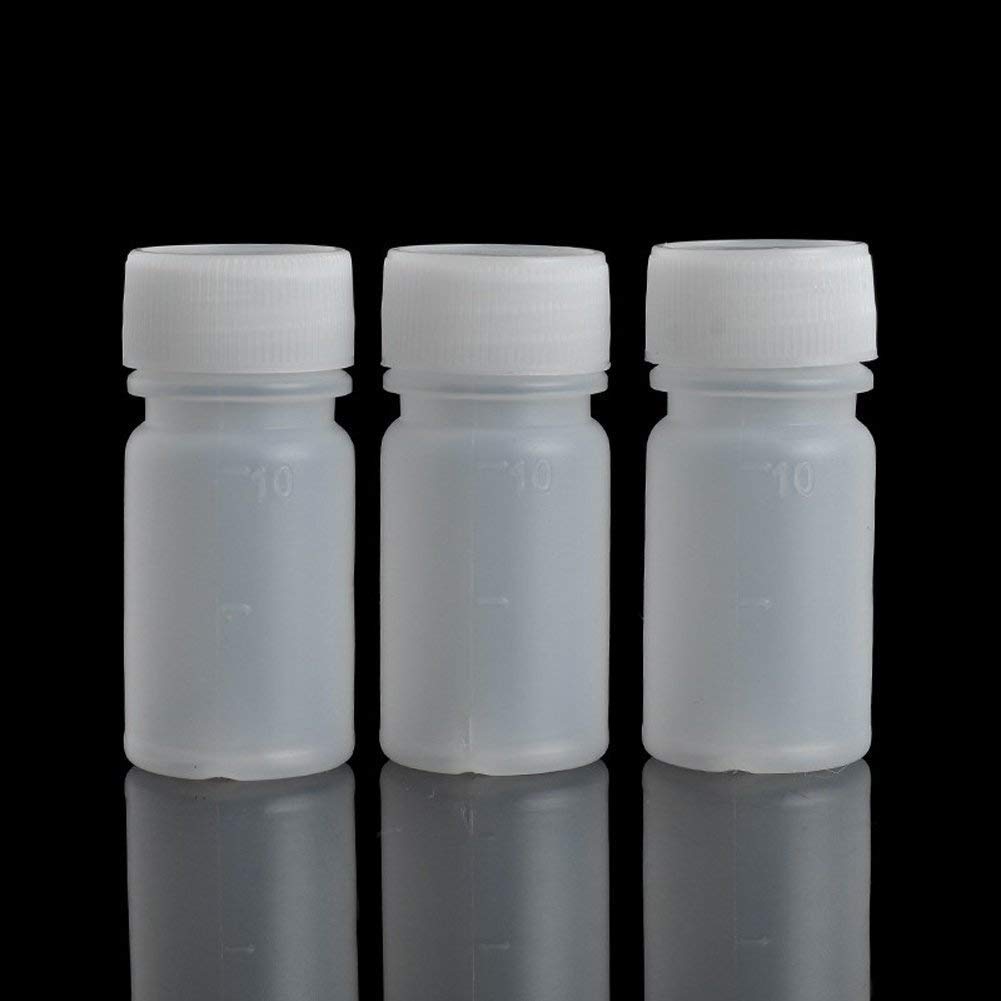LAZZON PE Plastic Tiny Sample Containers Empty Graduated Lab Chemical Container Reagent Bottle Sample Sealing Liquid Bottle 10ML