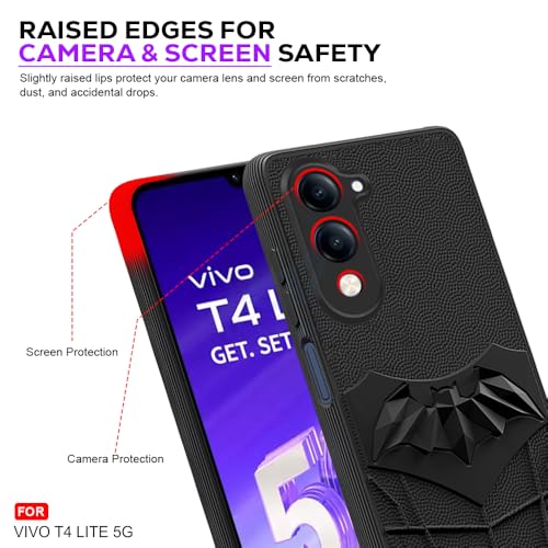 Image of AESTMO Back Cover for Vivo T4 Lite 5G / iQOO Z10 Lite 5G / Y04 4G / Y19 5G | Stylish | Soft Silicone | Shockproof | Camera Lens Protection Back Cover (Black)