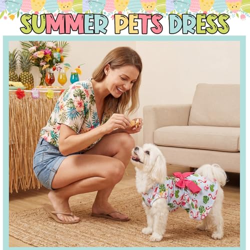 Abbylike 3 Pcs Seasonal Dog Outfits Easter Summer 4th of July Pet Costume Cotton Holiday Puppy Dress Lightweight Pet Apparel with Bowknot for Large Medium Dog Clothing, Small - Image 5