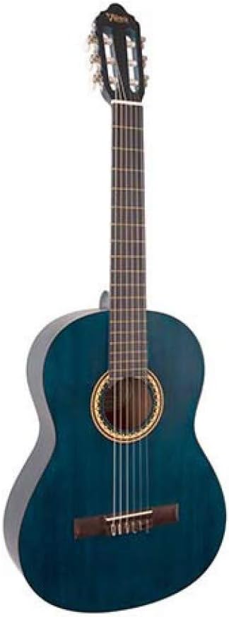 Valencia VC204TBU 200 Series Classical Guitar, Transparent Blue