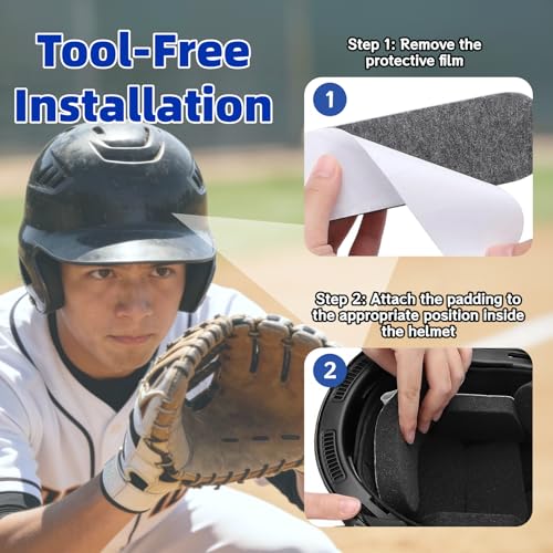1 Set Helmet Padding Fit Kit Compatible with All Easton Batting & Catchers Helmets - 0.79\" Thickened Universal Replacement Foam Pads for Baseball and Softball Players - Thumbnail 5