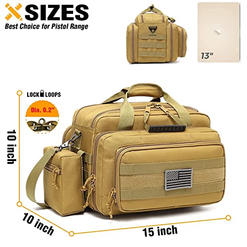 Dbtac Range Bag Medium For 2~4 Pistol (Tan) + Soft Handgun Case Xs For 1~2 Pistol (Tan), Lockable Zipper, Durable Material, Compact Design #TOP4