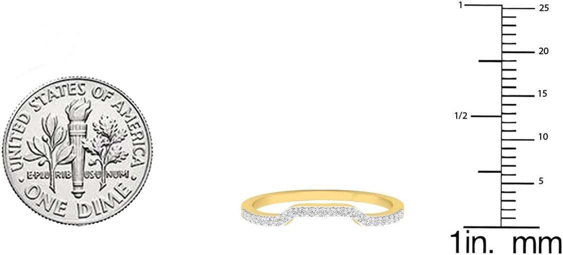 Dazzlingrock Collection 0.15 Ctw Round Natural Diamond Women Stackable Wedding Contour Band Guard Ring, 14K White Real Solid Gold - Image 7