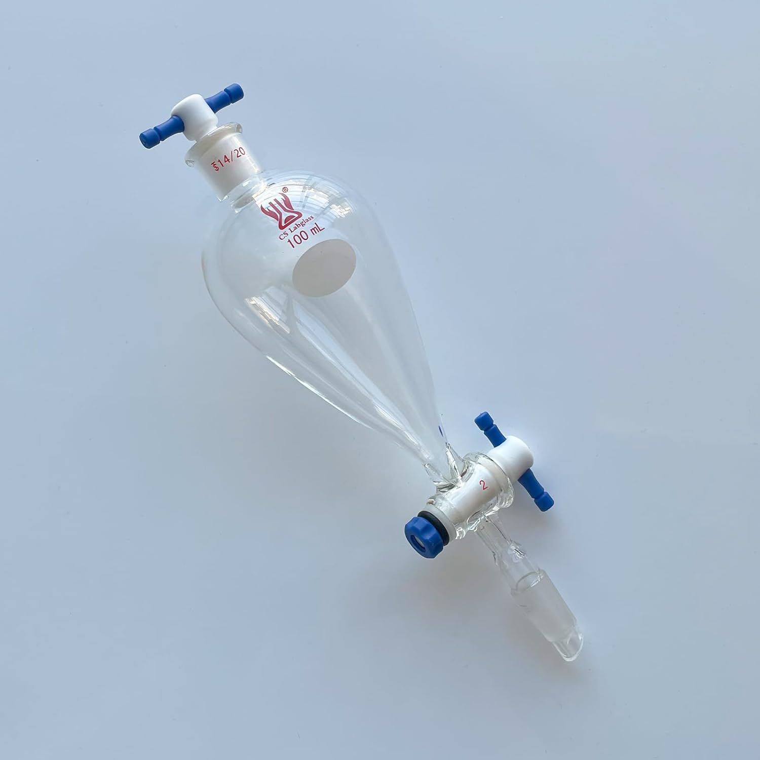 100ml Separatory Funnel with Two 14/20 Joints and PTFE Stopcock & Stopper, Borosilicate Glass Conial Separatory Funnel - 100ml