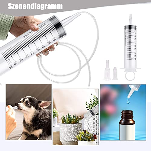 Kunststoff Spritze, 2 Stück 100ML Spritzen Set mit Schlauch für Wissenschaftslabore, Fabriken und Den Täglichen Gebrauch
