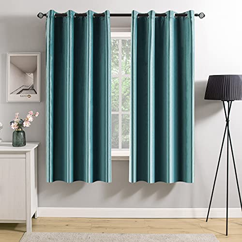 MIULEE Velvet Blackout Curtains Teal 52 x 63 Inch Length 2 Panels