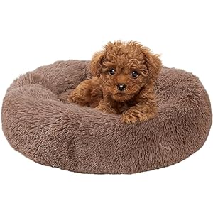 Small Dog Bed, Cat Beds for Indoor Cats, Calming Anti-Anxiety Donut Bed for Puppy and Kitten, Washable Round Fluffy Pet Bed for Extra Small Dogs and Cats(Fits up to 5 lbs Pets)