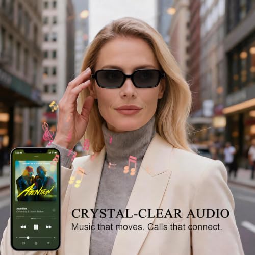 Image of GenXenon Black Square Modern Smart Translation Polarized Sunglasses Men Women