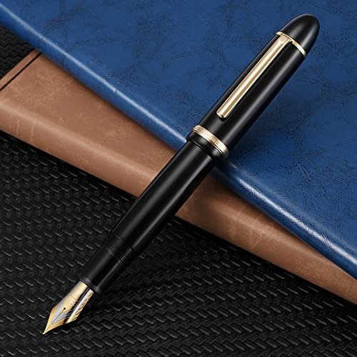 Jinhao X159 Extra Fine Nib Fountain Pen, Black With Golden Clip Acrylic Big Size Writing Pen #TOP2