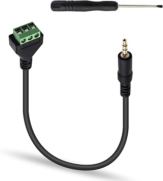 Poyiccot 3.5mm Screw Terminal Connector Cable, 3.5mm(1/8inch) Stereo Audio Balanced Male Jack to AV 3 Pin Screw Terminal Adapter Cable 30cm(1/8inch TRS)