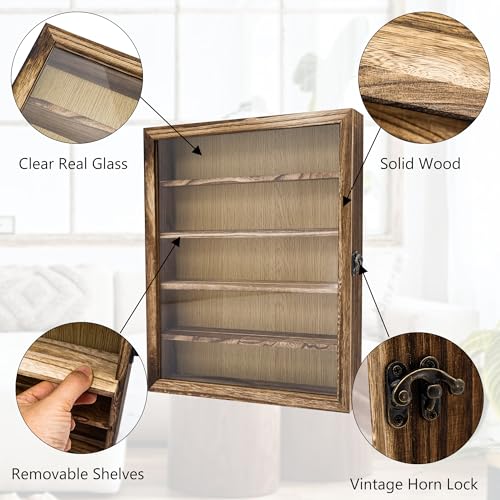 Image of 11x14 Shadow Box Frame with Removable Shelves,Collectible Display Shelves Case,Military Challenge Coin Display Case,Wood Shadow Boxes Display Cases for Keepsake,Pictures