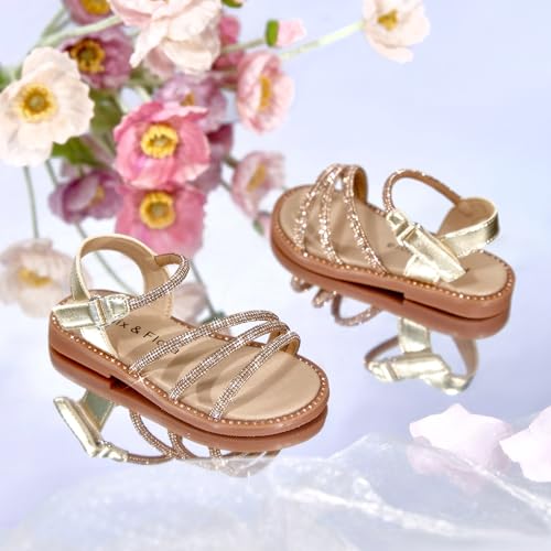 Image of Felix & Flora Toddler Girl Sandals - Flower Girl Dress Shoes Open Toe Little Kid Flats