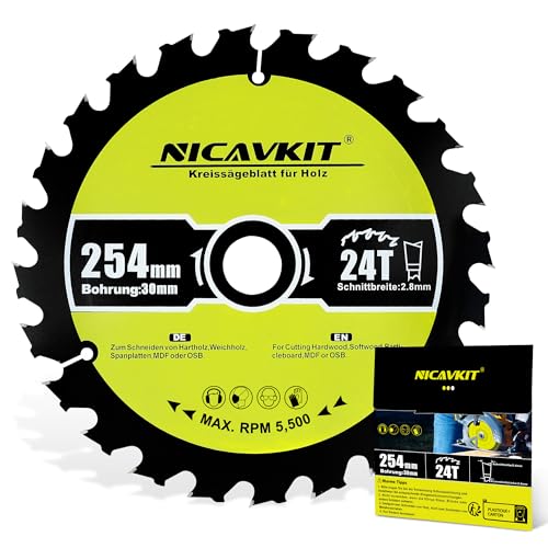 NICAVKIT Hoja Sierra Circular 254 x 30 mm, 24 Dientes