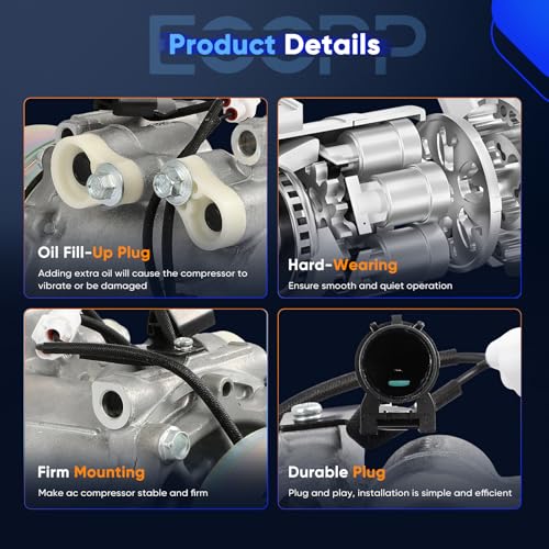 Image of ECCPP AC Compressor fit for Mitsubishi Montero Sport 3.0L 3.5L 1997-2004 | for Mitsubishi Montero Sport 2.4L 1997-1999 Fast Cooling AC Compressor for Car