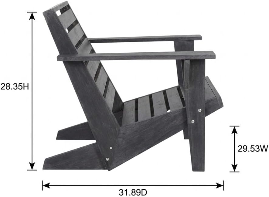 Gray Adirondack Chair, Stain Finish, Durable Acacia Wood, Comfortable Seat, 18.11-Inch Depth, 20.87-Inch Width, 275 Lbs Capacity