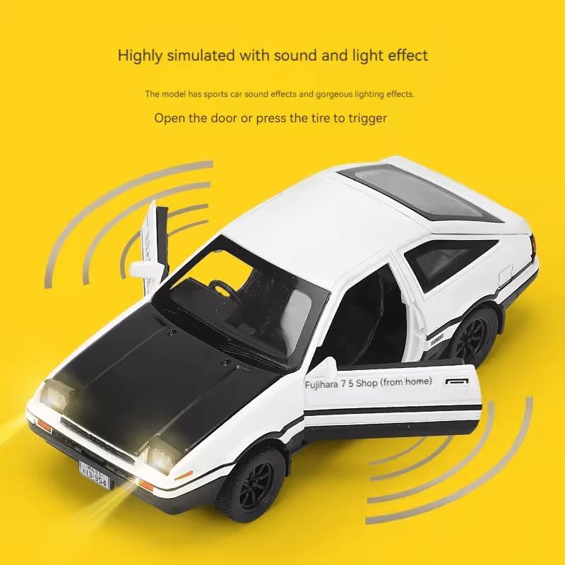 Image of Exclusive Alloy Metal Pull Back Die-Cast Car Diecast Metal Pullback Toy Car with Openable 6 Doors,Light Music Boys Gifts Toys (1:32 AE86-Multicolor)