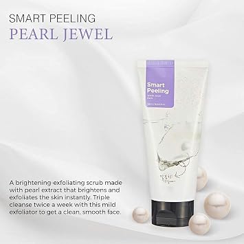 Facee Shop Smart Peeling White Jewel Gentle Exfoliator Face Scrub with Pearl Powder extracts for Brightening| Removes Tan and Blackheads,120ml