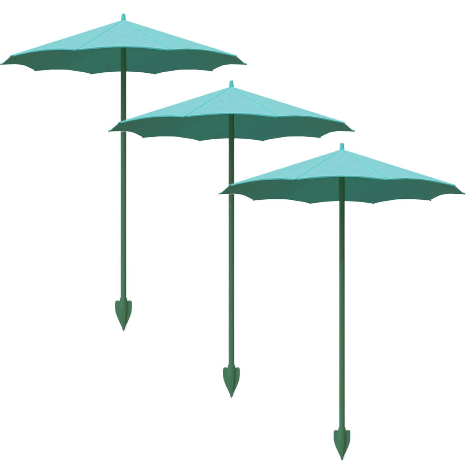Plant Shade - 3 Piece Flower Sunshade Umbrella Set With Stakes | Mini Garden Protection Cover | Durable Outdoor Plant Shelter For Patio Balcony Garden Bed Planter Flower Pot Ground Use