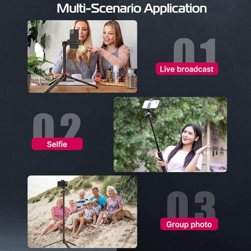 ULANZI MT-44 Handy Kamera Stativ 147cm 2in1 Selfie Stick Fernbedienung, 360° Kugelkopf, Cold Shoe Handyhalterung, 1/4\ Gewinde Kompakt Reisestativ Dreibein Tripod für DSLR-Kameras Canon Samsung iPhone