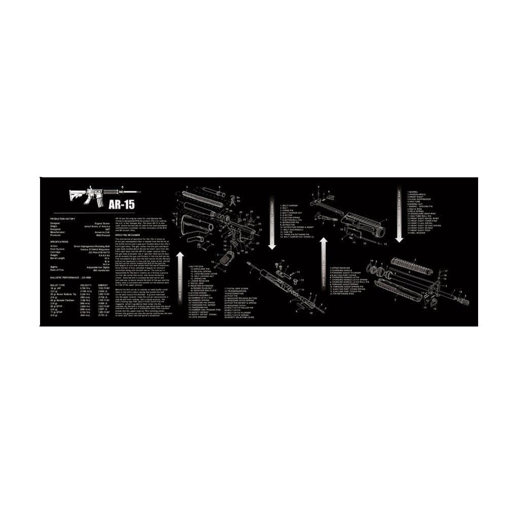 KODENOR AR15 AK47 Gumowa mata do czyszczenia pistoletu z częściami diagram instrukcje zbrojniki ławka mata podkładka pod mysz do G 1911 Beretta 92 HK USP (kolor: MP004-AR15)