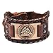 Bracelet en Cuir Viking, Viking Vegvisir Nordic Bracelet Odin Runes Amulet Large Bracelet Réglable Punk Rock Celtic Bangle pour Hommes (C)