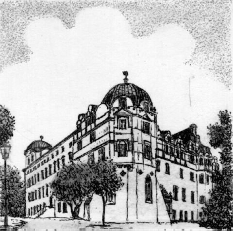 Einfarbige original Radierung Celle, Schloß von Henning als loses Blatt, Graphik, kein Kunstdruck, kein Leinwandbild