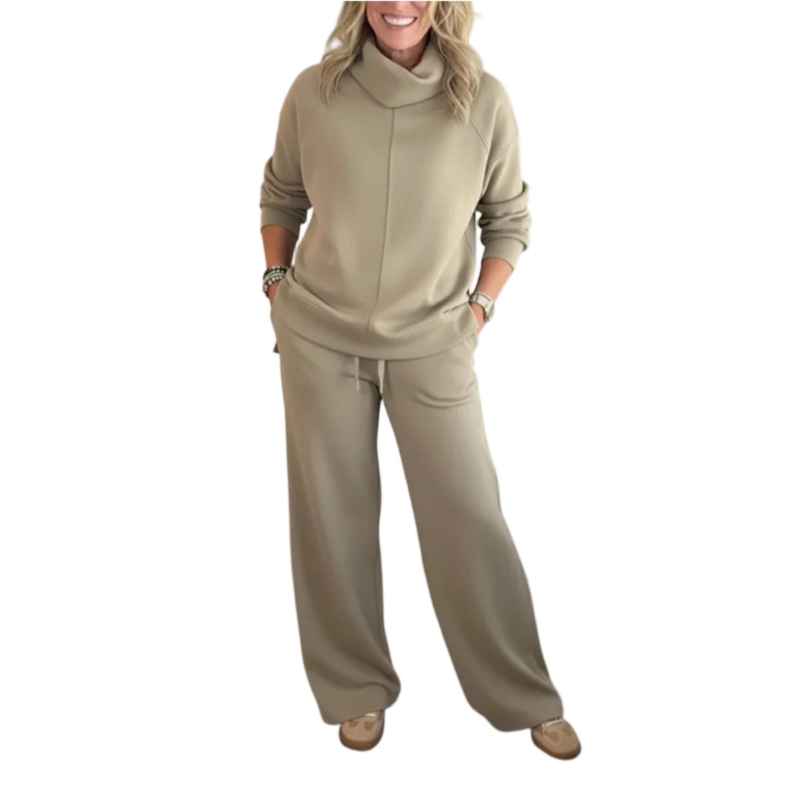 Vestito Donna Vita ​Alt Autunno Manica Lunga Classico Sportivo Collo Finto Stringa Adatto Stirata Tinta Unita