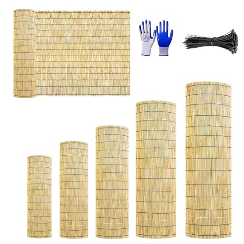 Valla Natural de Cañizo y Bambú para Exterior – Rollo de Cañas para Ocultación, Decoración de Ambientes, Pantalla de Protector Visual de Privacidad para Balcón, Jardín Patio(Natural,H1 x L4.0m)