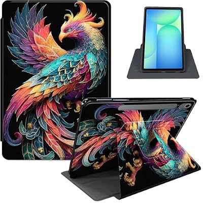 for Samsung Galaxy Tab S10 Lite / S10 FE / S9 FE 5G / S9 10.9'' / 11'' Case, PU Leather Stand Cover with Auto Sleep/Wake, Shockproof TPU Back for Full Protection, Phoenix Bird