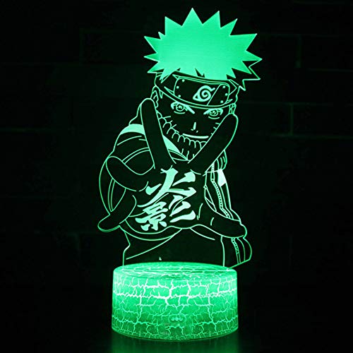 ALTcompluser Lampe à LED illusion d’optique 3D motif Anime Naruto tactile à intensité variable 7 couleurs changeantes pour chevet ou bureau avec câble USB pour chambre d'enfant / salon