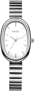 JewelryWe Uhren Damen Edelstahl Oval: Klassische 30m wasserdichte Analog Quarz Armbanduhr Frauen Geschäft Lässige Uhr Damenuhr mit Schmal Edelstahl Armband und Ultradünn Ovalem Gehäuse