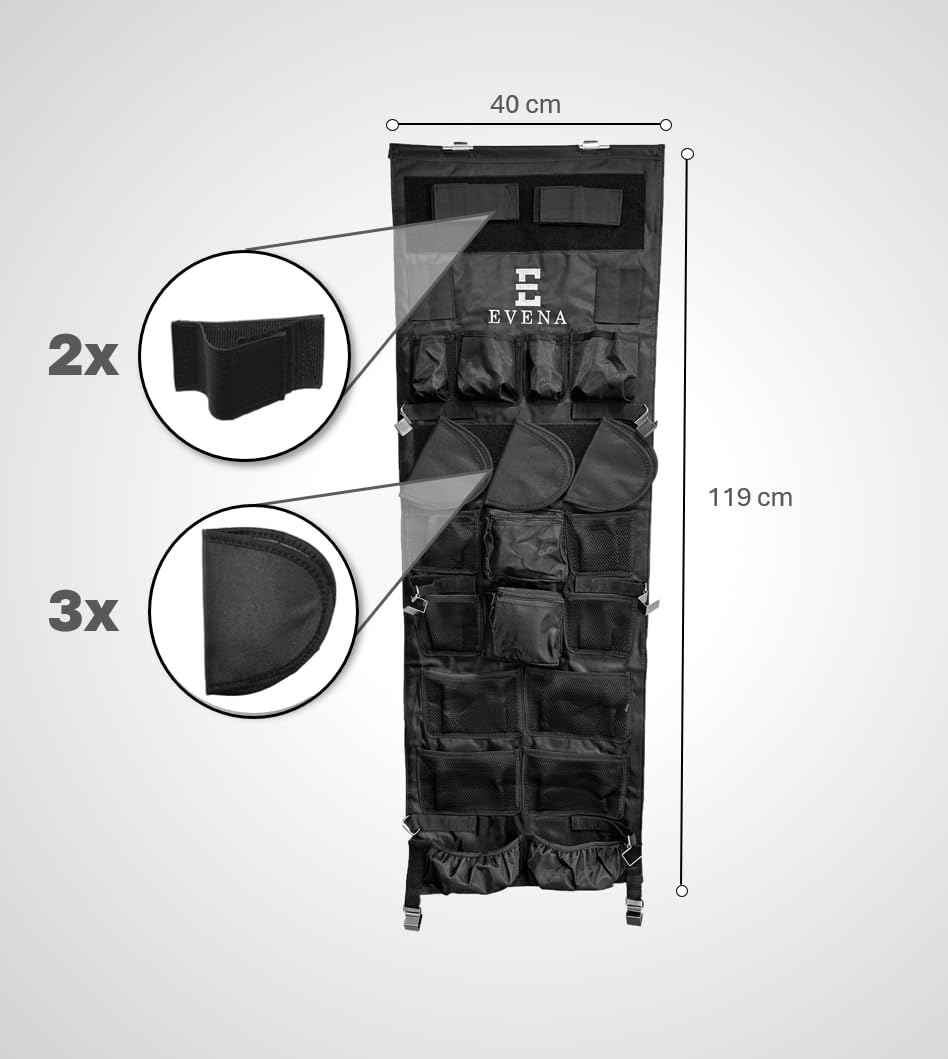 Tür-Organizer Panel für Safe und Schrank - Verstellbar verstellbar 120 x 40 cm - Robuste und anspassbare Aufbewahrung für Outdoor Ausrüstung Zubehör und Tools