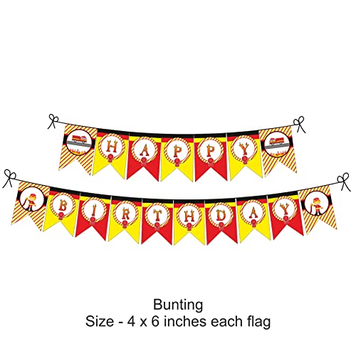 Image of PRETTY UR PARTY Fire Truck Party Decorations Kit - 80 Pcs Includes Banner,Balloons,Thank You,Centerpiece,Danglers,Fire Truck Birthday Party Supplies,Birthday Party Decor,Birthday Banner For Boys Kids