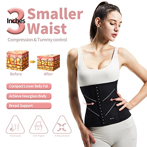 BVVU Sweat Waist Trainer Trimmer for Women Corset Cincher Underbust Latex Sport Girdle Body Shaper for Workout3