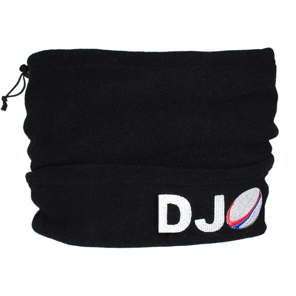 Teddyt's Men's White Initials Personalised Initials Rugby Ball Black Fleece Sports Snood