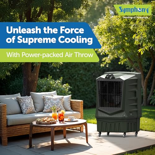Image of Symphony Air Force 120 Desert Air Cooler | Extra Powerful Air Throw | Robust, Weather resistant Body | Heavy Duty Air Cooler | 375W Energy-Efficient Cooling | Auto Louver | 1-Year Warranty