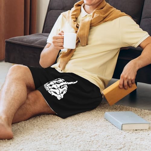 Skeleton Middle Finger Pajama Shorts for Men, Men's Pajama Bottoms, Sleepwear for Summer3
