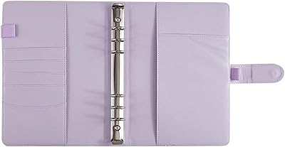 Tainrunse Caderno A5 com 6 argolas Couro sintético macio Esboço Concha Borda lisa para escola Roxo A5  