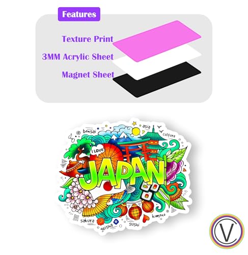 Image of Japan Acrylic Fridge Magnet - UV Textured Printed, Stylish Multicolor Magnet for Fridge, Wardrobe & Metal Surfaces, Pack of 1 (Japan)