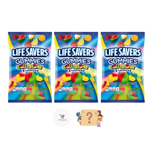 Life Savers Gummies - 7 Ounce Peg Bags (Pack of 3) + BONUS Mystery Candy (Collisions)