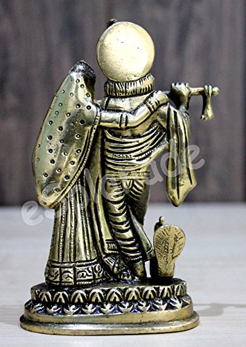 StonKraft Brass Marble Radha Krishna Radha (6" Brass), Golden - Image 4