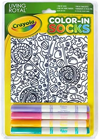Living Royal Kid's Crayola Color-in Socks - Includes 1 Pair of Socks and 4 Fabric Markers (Sweet Snacks)