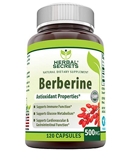 Herbal Secrets Berberine 500 mg 120 Capsules (Non-GMO) - Supports Immune Function, Glucose Metabolism & Cardiovascular and Gastrointestinal Function*