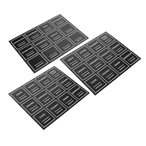 GETAJGHSD 3枚 防水可擦写コーヒーシロップラベル キッチン用ボトル 容器整理ステッカー 高視認性で簡単貼付 剥離可能